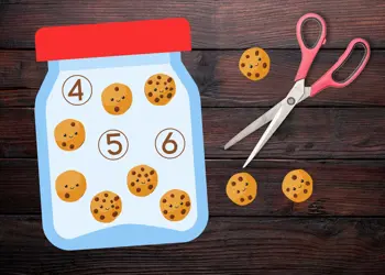 Count the chocolate chips and match the numbers